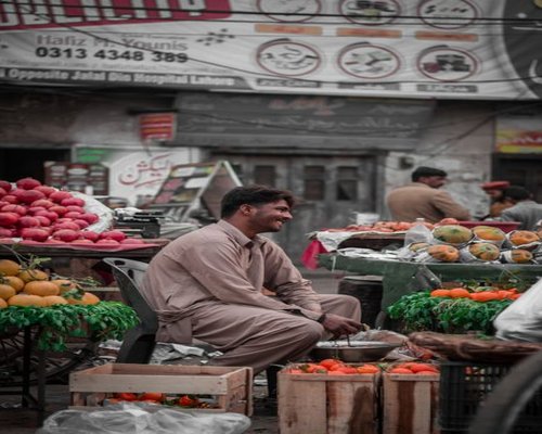 Fresh vegetables and fruits in a Pakistani market